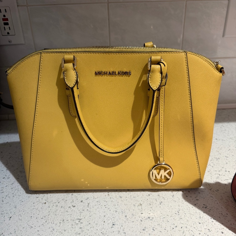 Authentic Michael Kors Saffiano Leather Satchel I… - image 1